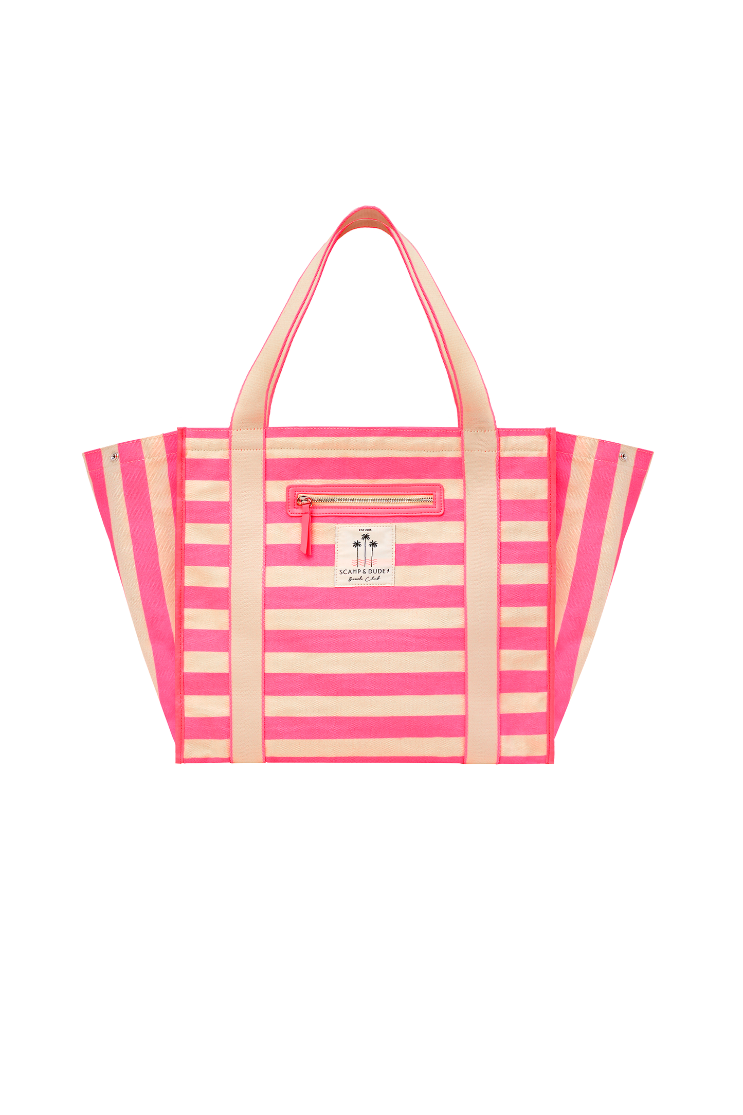 Pink and Ivory Stripe Canvas Tote Bag
