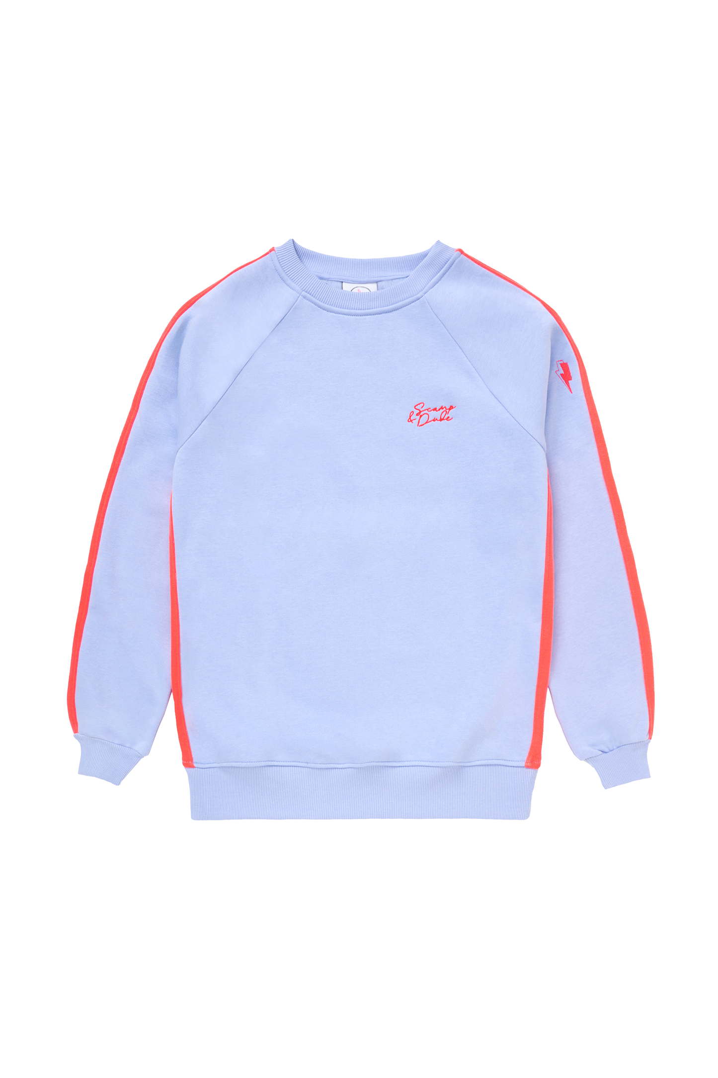 Blue with Neon Coral Colourblock Relaxed Sweatshirt
