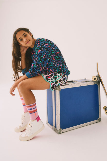 Kids Ivory with Rainbow Shadow Leopard Shorts