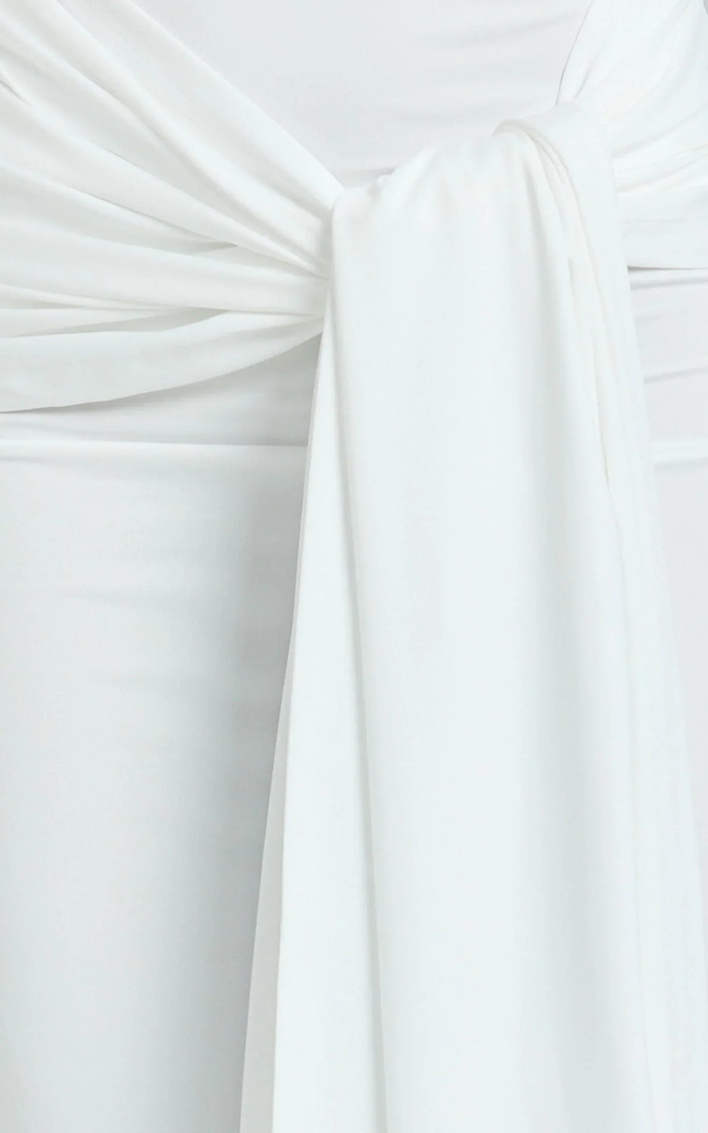 Judith Maxi Dress - Boat Neck Backless Tie Front Long Sleeve Jersey Dress in Cream