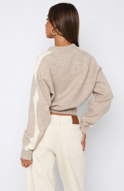 Stripe Me Down Knit Jacket Oat/White