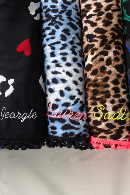 Scamp & Dude x Lauren Laverne White with Blue and Grey Cheetah Charity Super Scarf