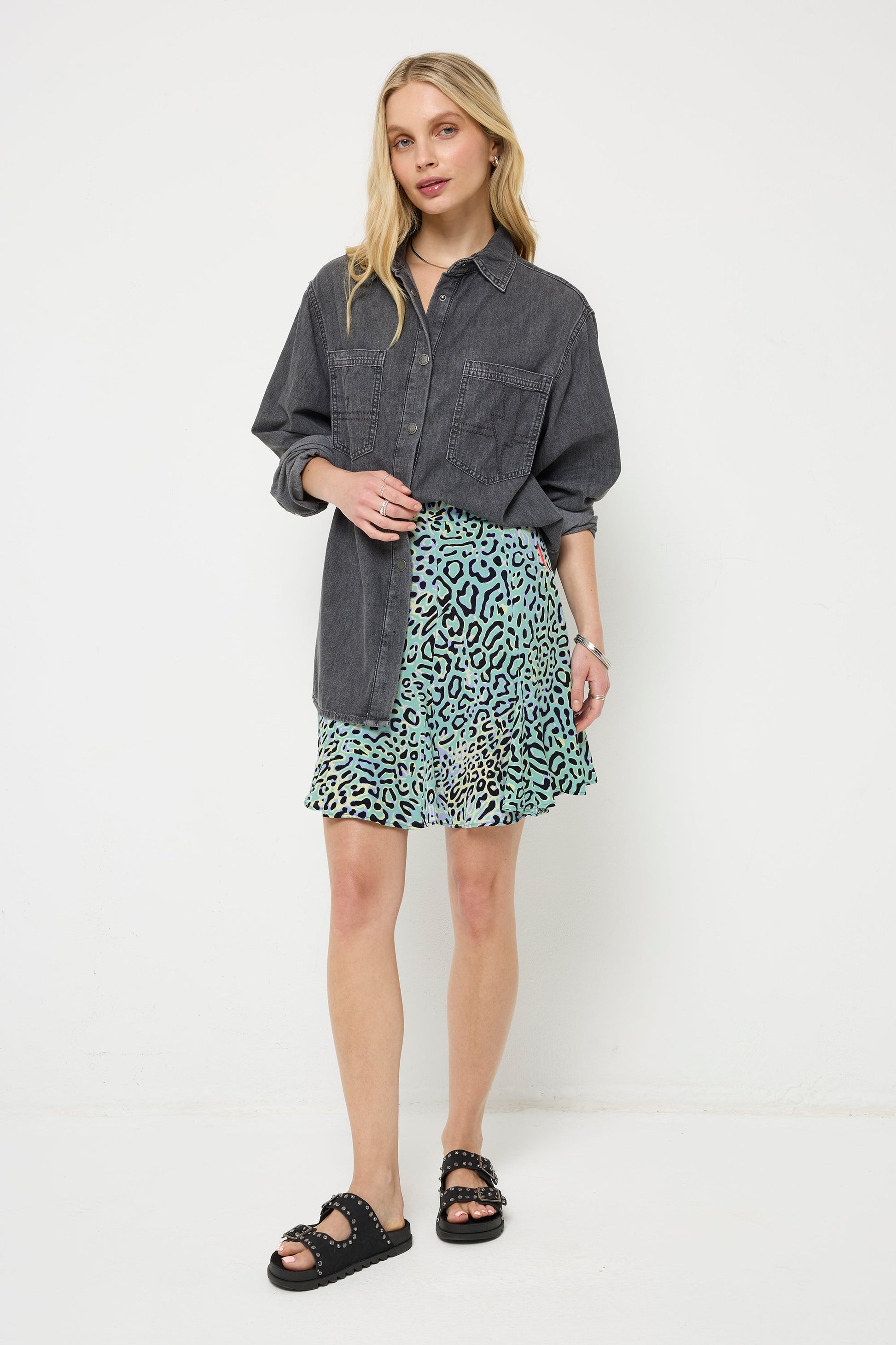 Washed Black Oversized Denim Shirt