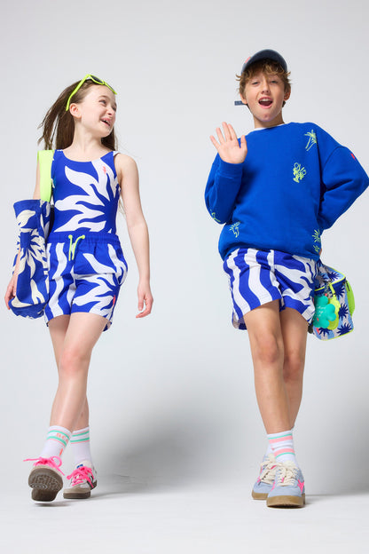 Kids Blue Sunstar and Stripe Swim Shorts