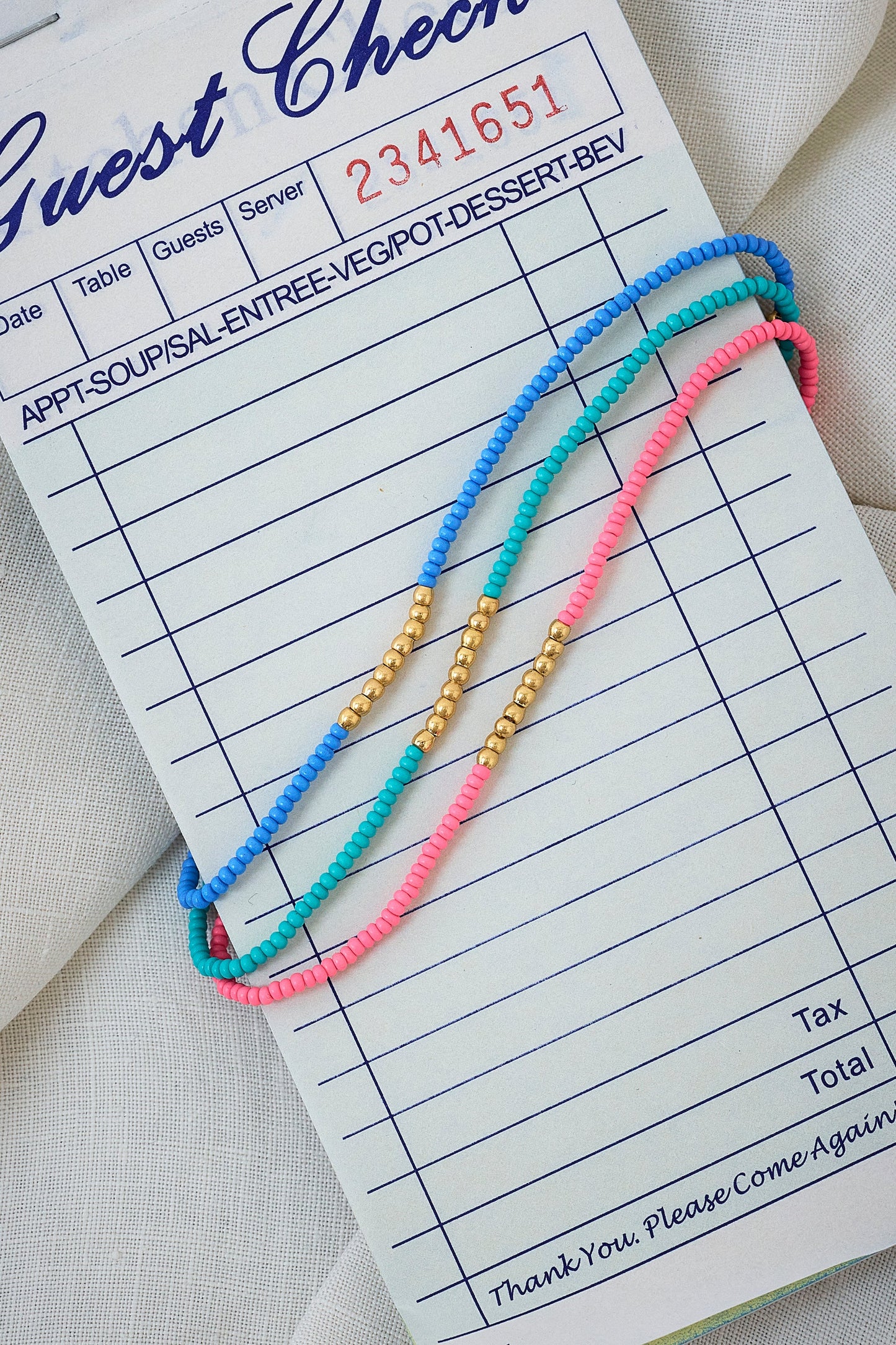 Gold and Blue Beaded Bracelet