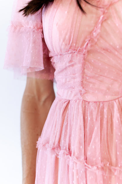 Georgina Mesh Dress · Blush