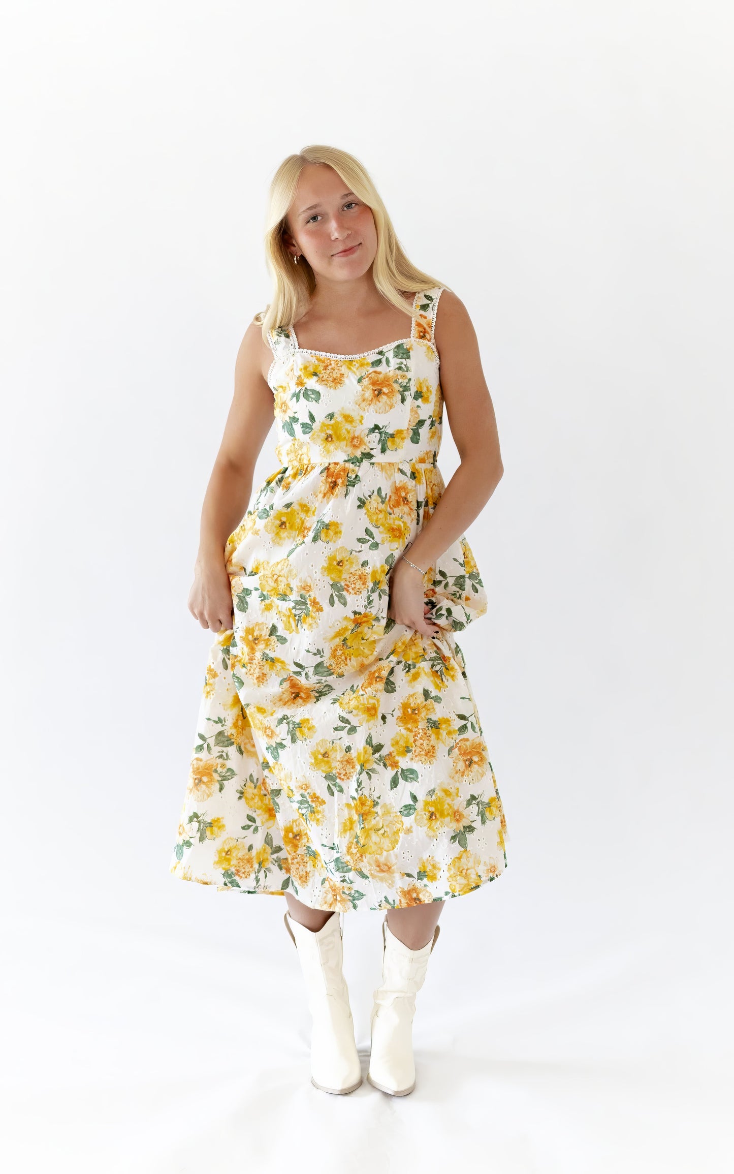 Sunshine Scalloped Midi Dress