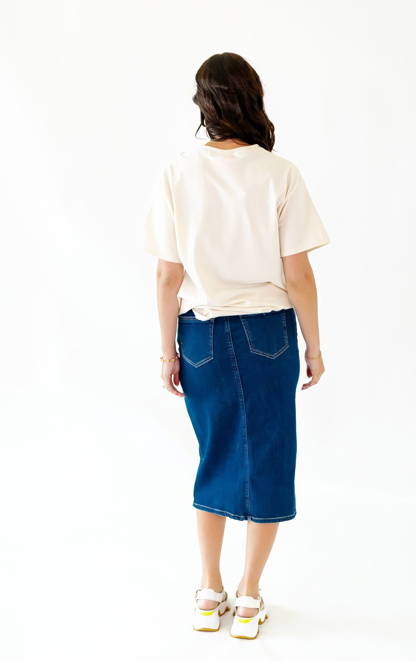 Ty Front Slit Denim Skirt