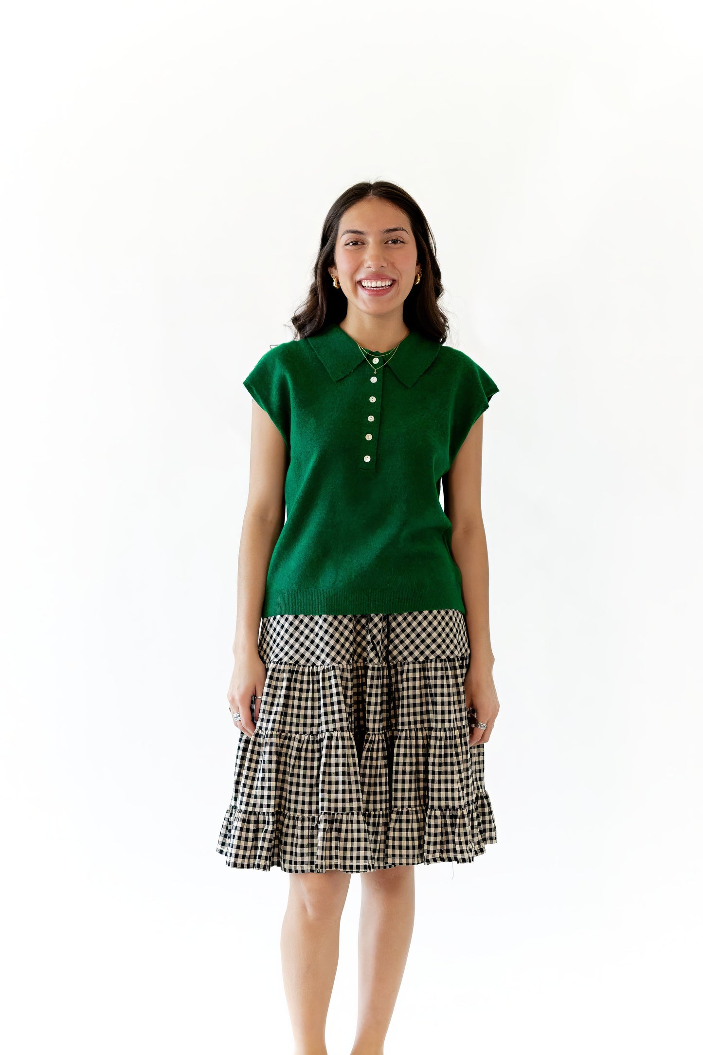 Finn Gingham Knee Length Skirt