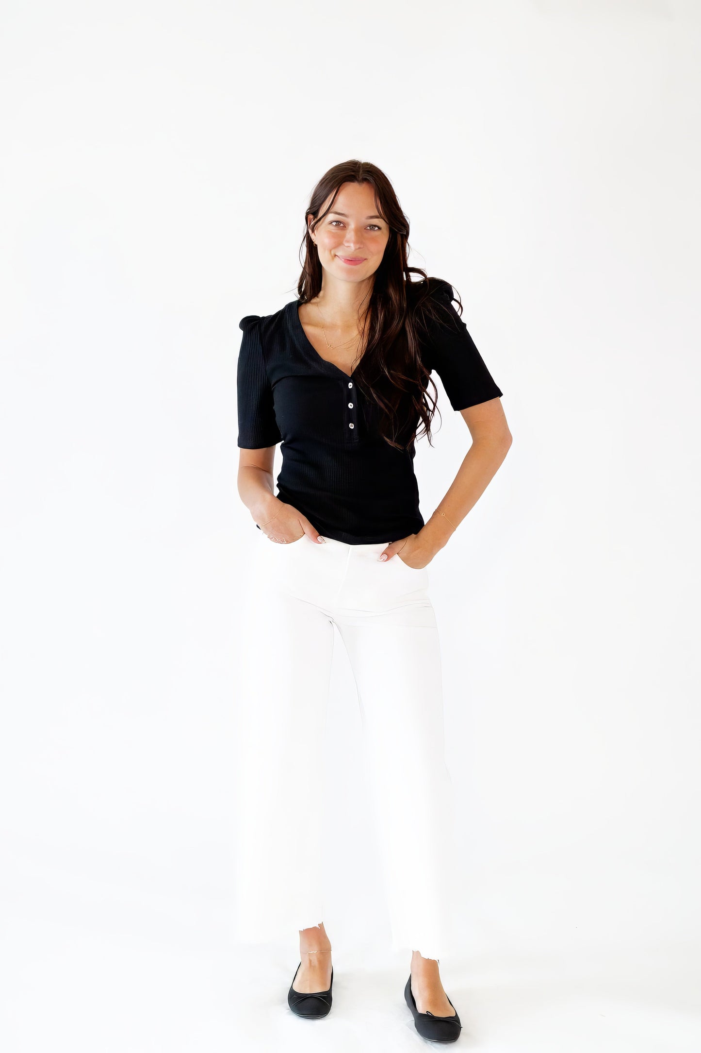 Sloane Ribbed Button Detail Up