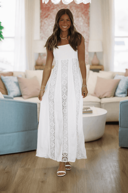 Parallel Lines Maxi Dress - White