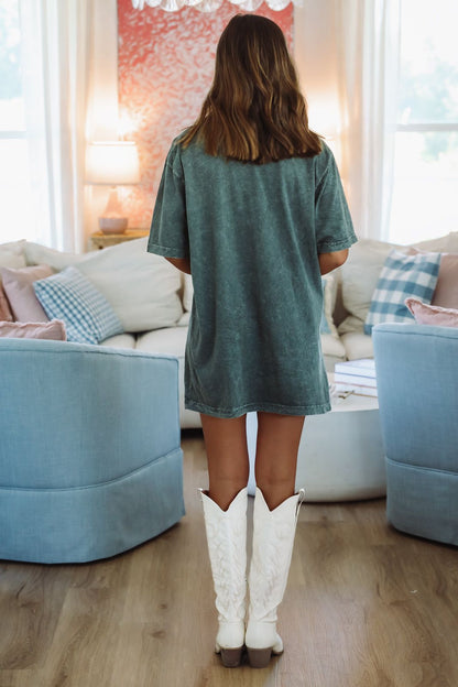 Let're  Buck Graphic T-shirt Dress or Tee - Mineral Wash Gray