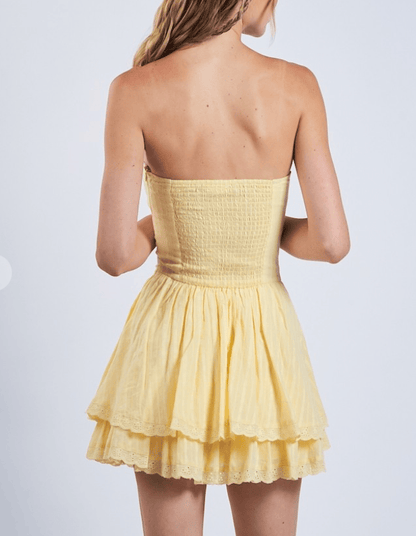 Wandering Hearts Mini Dress - Yellow