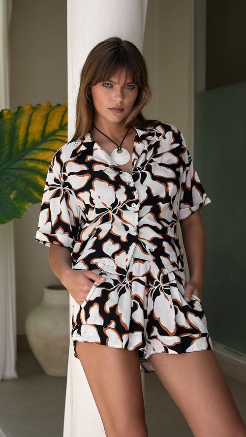 Button Down Shirt Calla - Bloomtide Black