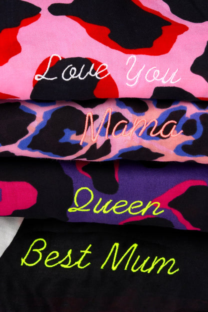 Pink with Blue and Black Shadow Leopard Charity Super Scarf
