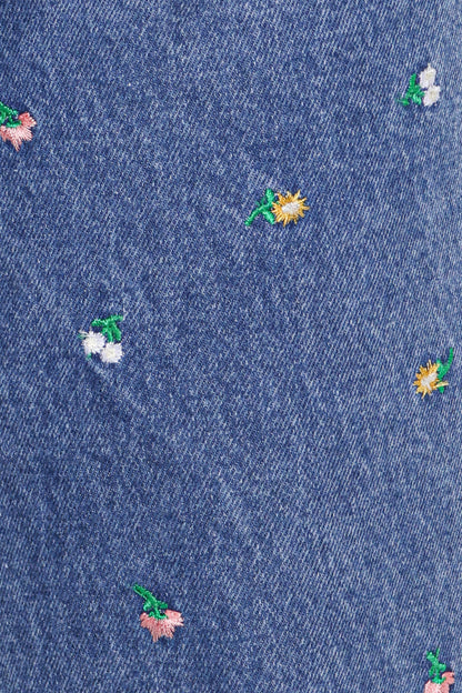Kendall Straight Leg Jeans - Embroidery Medium Wash