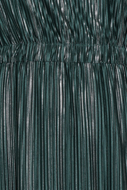 Pontee One Shoulder Pleated Midi Dress - Green