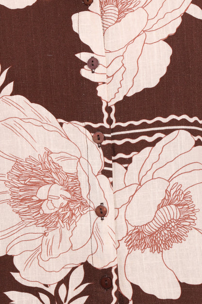 Bernadine Short Sleeve Shirt - Brown Floral