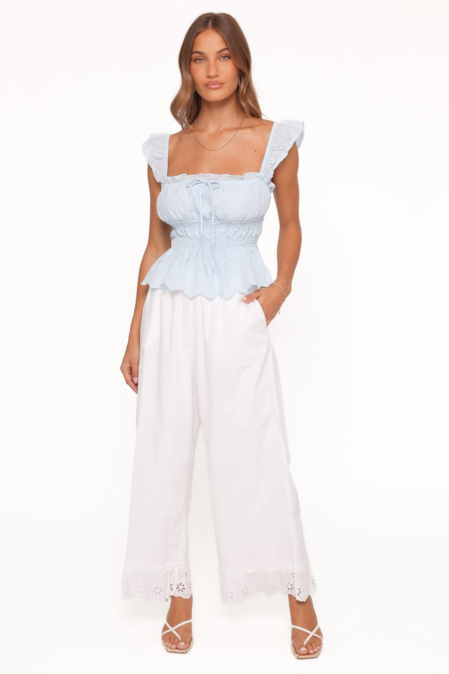 Melissa Peplum Top - Pale Blue
