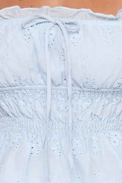 Melissa Peplum Top - Pale Blue