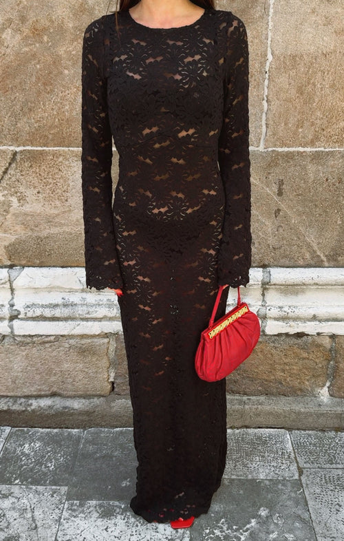 Anjelica Maxi Dress ~ Black Lace